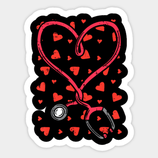 Heart Stethoscope Cute Love Scrub Top Valentines Day Nurse Sticker